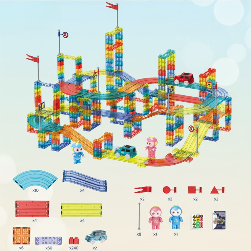 SmartTrack– Bauen&Spielen– Magnetische Kreativwege 348 Stück | Pädagogisches Holzspielzeug von Mein Kleines Baby