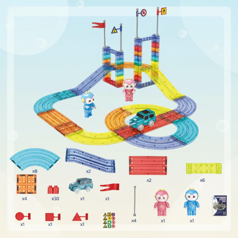 SmartTrack– Bauen&Spielen– Magnetische Kreativwege 63 Stück | Pädagogisches Holzspielzeug von Mein Kleines Baby