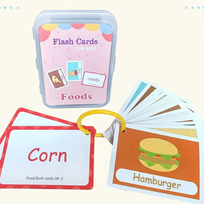 SmartyCards – Fröhlich & Sprachreich – Lernkarten (Englisch) Lebensmittel | Pädagogisches Holzspielzeug von Mein Kleines Baby