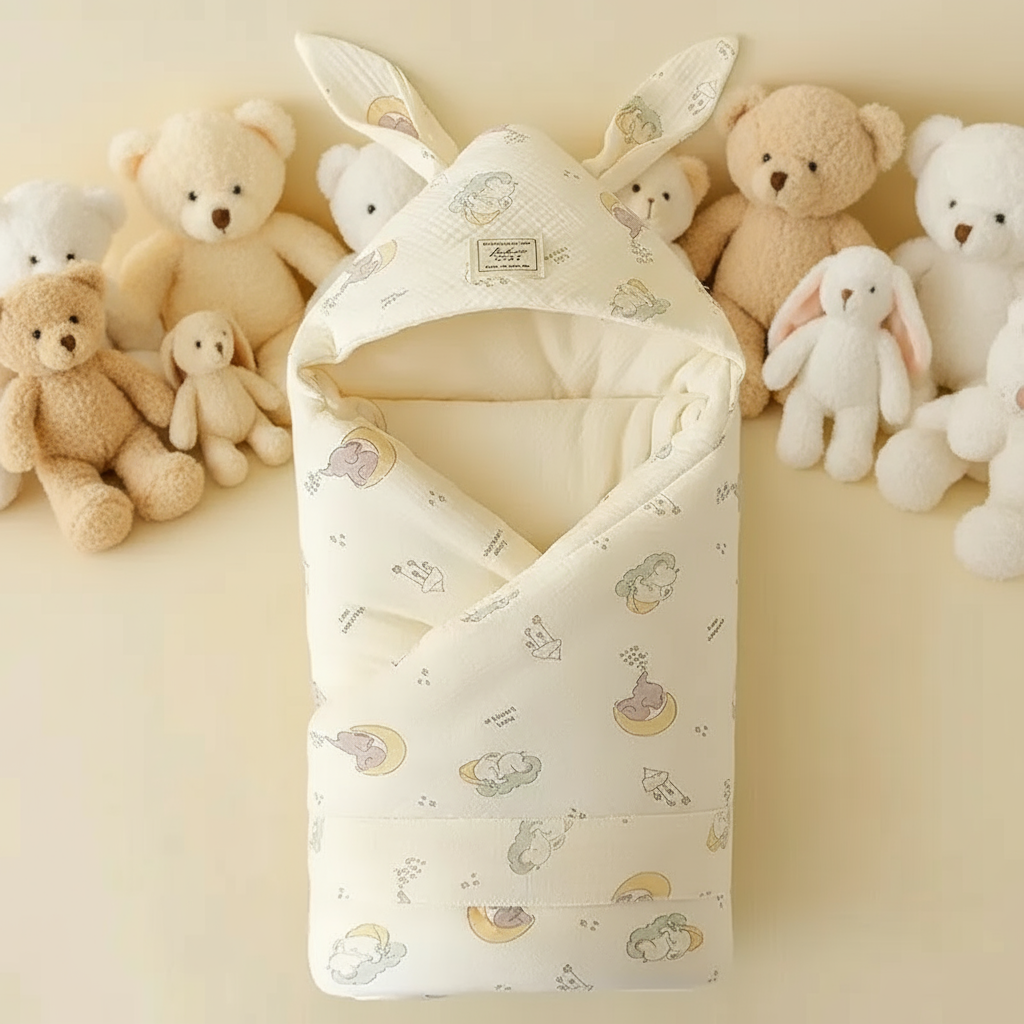 SnuggleBear– Geborgenheit&Komfort– Wickeldecke Süßer Mond | Pädagogisches Holzspielzeug von Mein Kleines Baby