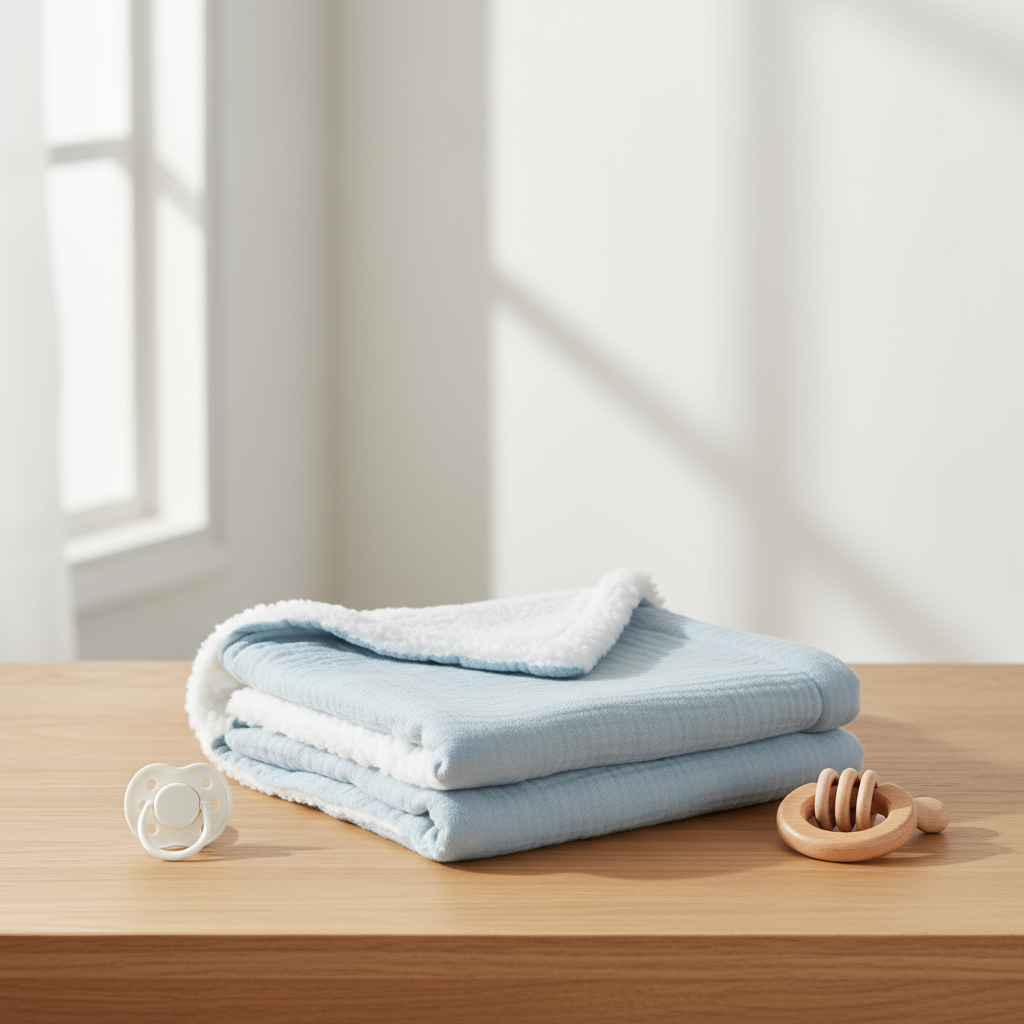 SnuggleBear– Premium Dicke&Weiche Babydecke Babyblau | Pädagogisches Holzspielzeug von Mein Kleines Baby