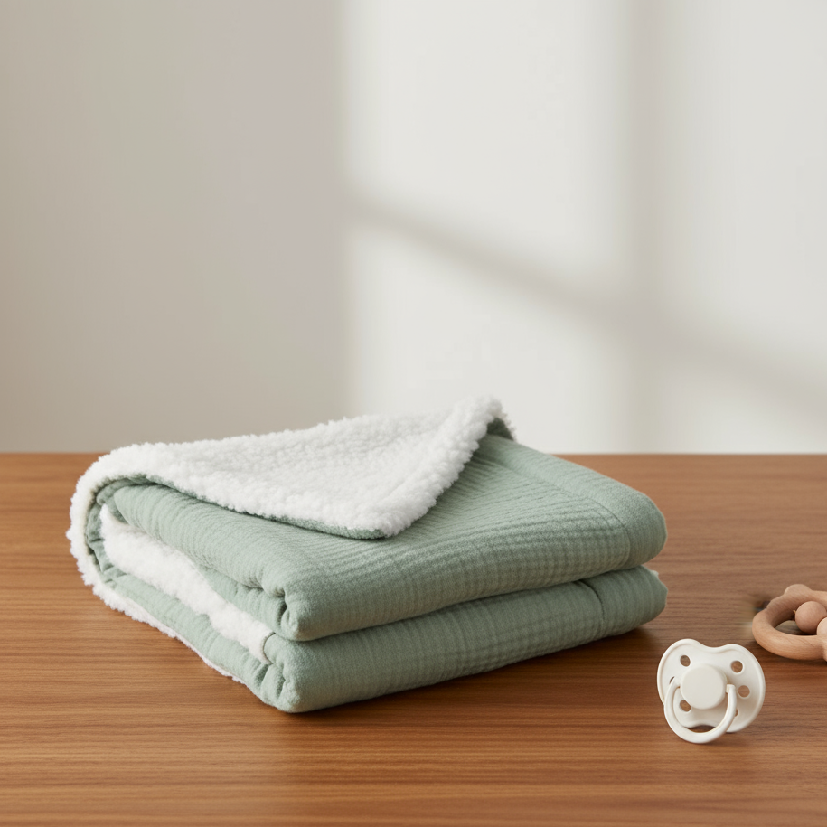 SnuggleBear– Premium Dicke&Weiche Babydecke Salbeigrün | Pädagogisches Holzspielzeug von Mein Kleines Baby