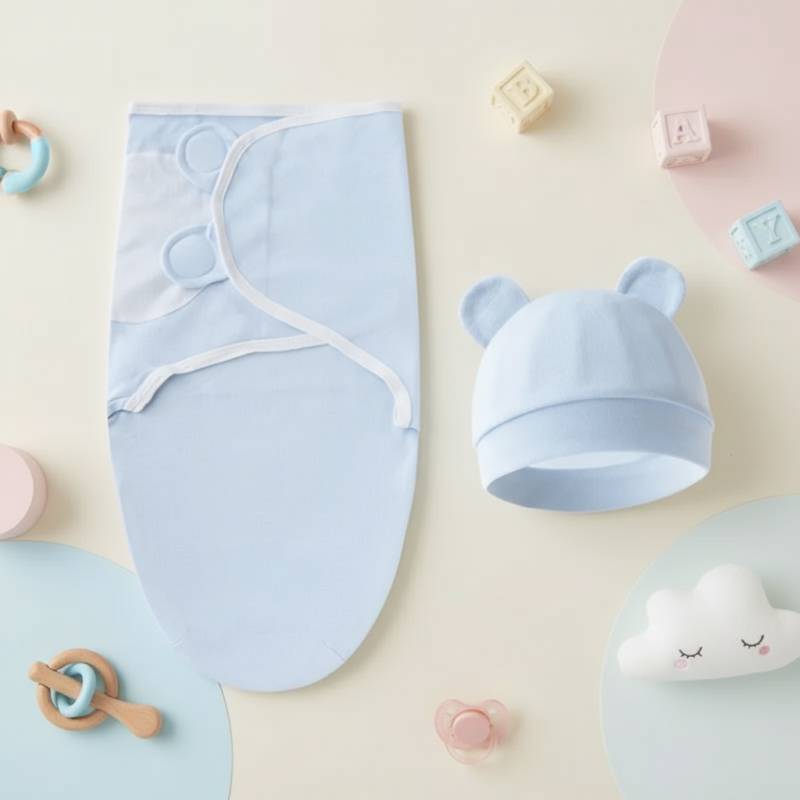 SnuggleBear– Weich&warm– Babywickeldecke Blau | Pädagogisches Holzspielzeug von Mein Kleines Baby