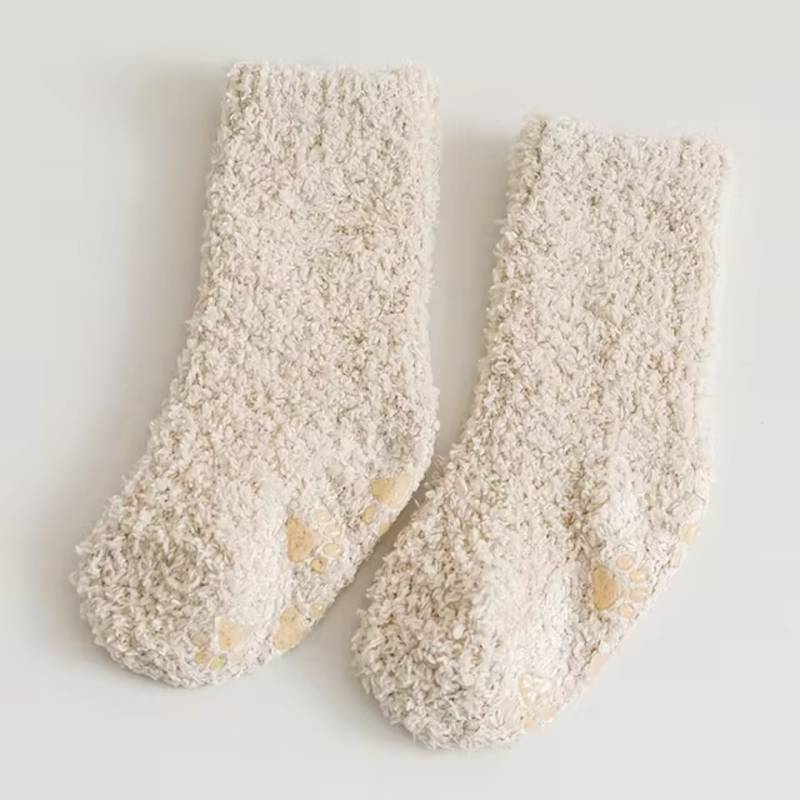 SnuggleBoo – Warm & Weich – Fleece-Babysocken Beige / M (3 – 5 Jahre) | Pädagogisches Holzspielzeug von Mein Kleines Baby