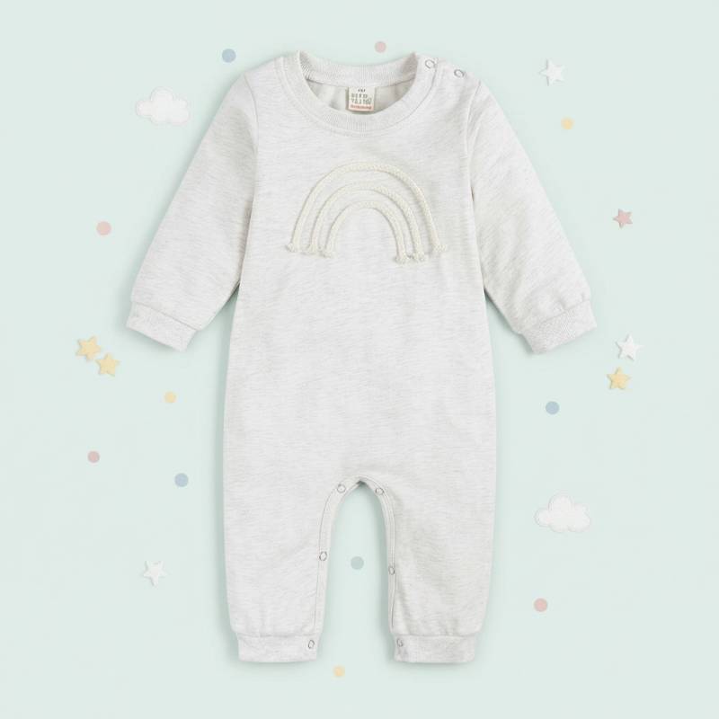 SnuggleHue – Weich & bequem – Regenbogen-Baby-Strampler Weiß / Regenbogen – Lange Ärmel & Beine / 59 (0–3 Monate) | Pädagogisches Holzspielzeug von Mein Kleines Baby