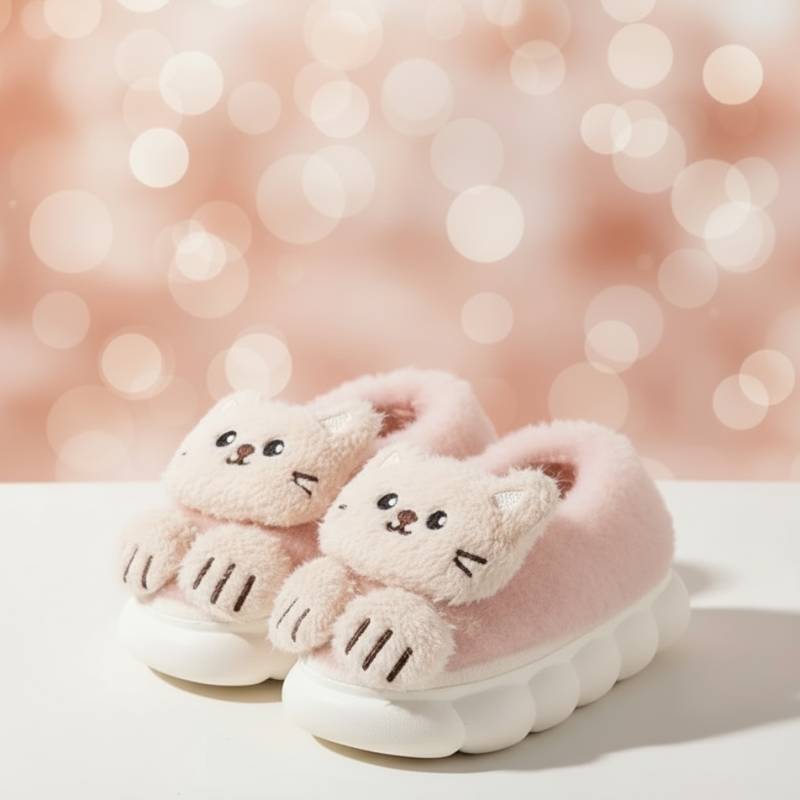 SnuggleKitty– Wärme&Geborgenheit– Katzen-Hausschuhe für Kinder Rosa / 150 (1–2 Jahre) | Pädagogisches Holzspielzeug von Mein Kleines Baby
