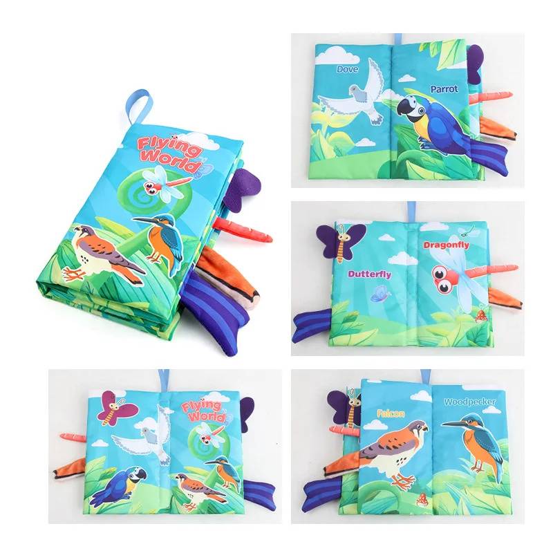 Soft Tail Book™ – Weicher Schweif Spaß – Sensorisches Tier-Babybuch Fliegende Welt | Pädagogisches Holzspielzeug von Mein Kleines Baby