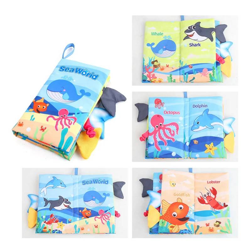 Soft Tail Book™ – Weicher Schweif Spaß – Sensorisches Tier-Babybuch Meereswelt | Pädagogisches Holzspielzeug von Mein Kleines Baby