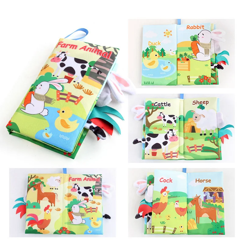 Soft Tail Book™ – Weicher Schweif Spaß – Sensorisches Tier-Babybuch Nutztiere Klein | Pädagogisches Holzspielzeug von Mein Kleines Baby
