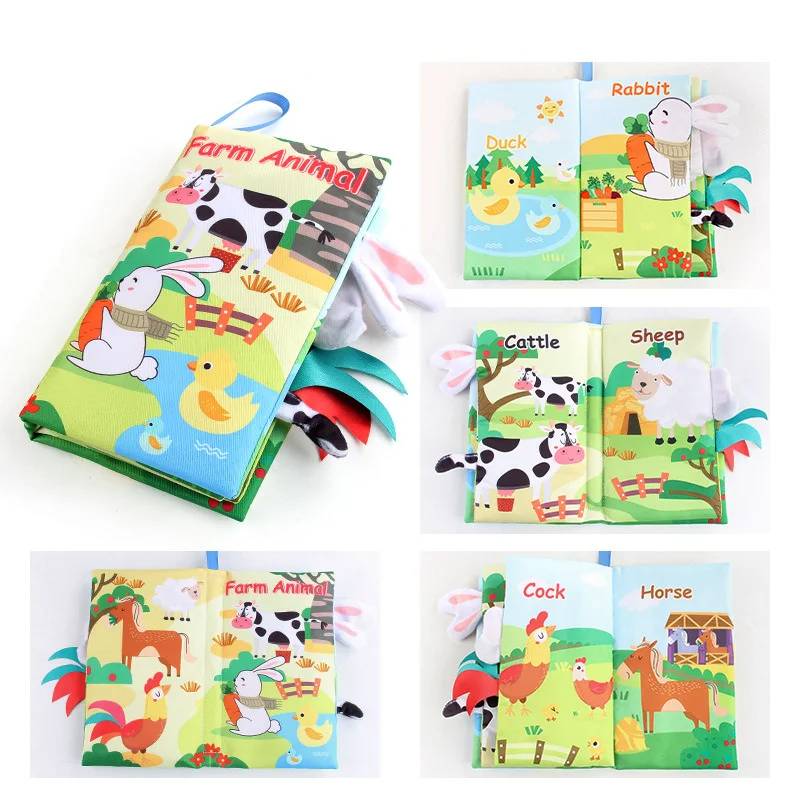 Soft Tail Book™ – Weicher Schweif Spaß – Sensorisches Tier-Babybuch Nutztiere Klein | Pädagogisches Holzspielzeug von Mein Kleines Baby