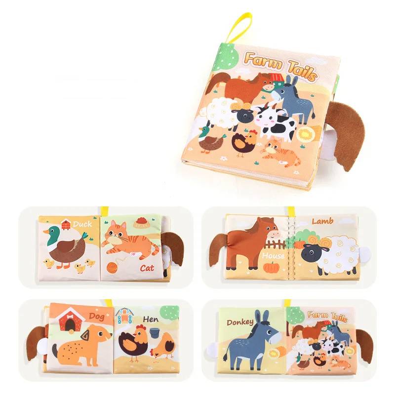 Soft Tail Book™ – Weicher Schweif Spaß – Sensorisches Tier-Babybuch Nutztiere | Pädagogisches Holzspielzeug von Mein Kleines Baby