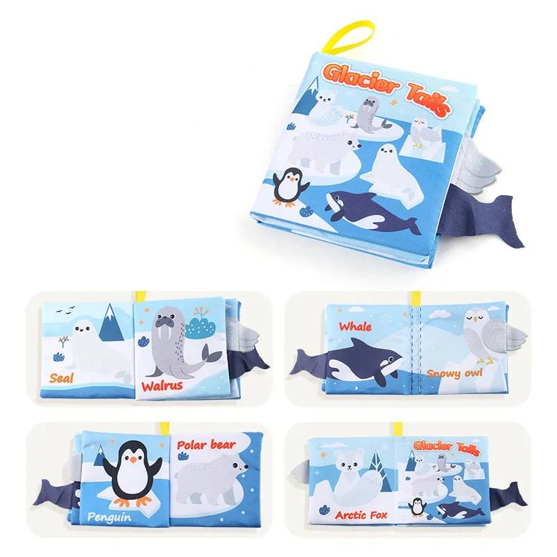 Soft Tail Book™ – Weicher Schweif Spaß – Sensorisches Tier-Babybuch Polartiere | Pädagogisches Holzspielzeug von Mein Kleines Baby