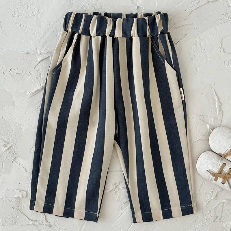 SoftStripe – Weich & bequem – Babyhose mit gestreiftem Muster Blau / 110 (2–3 Jahre) | Pädagogisches Holzspielzeug von Mein Kleines Baby