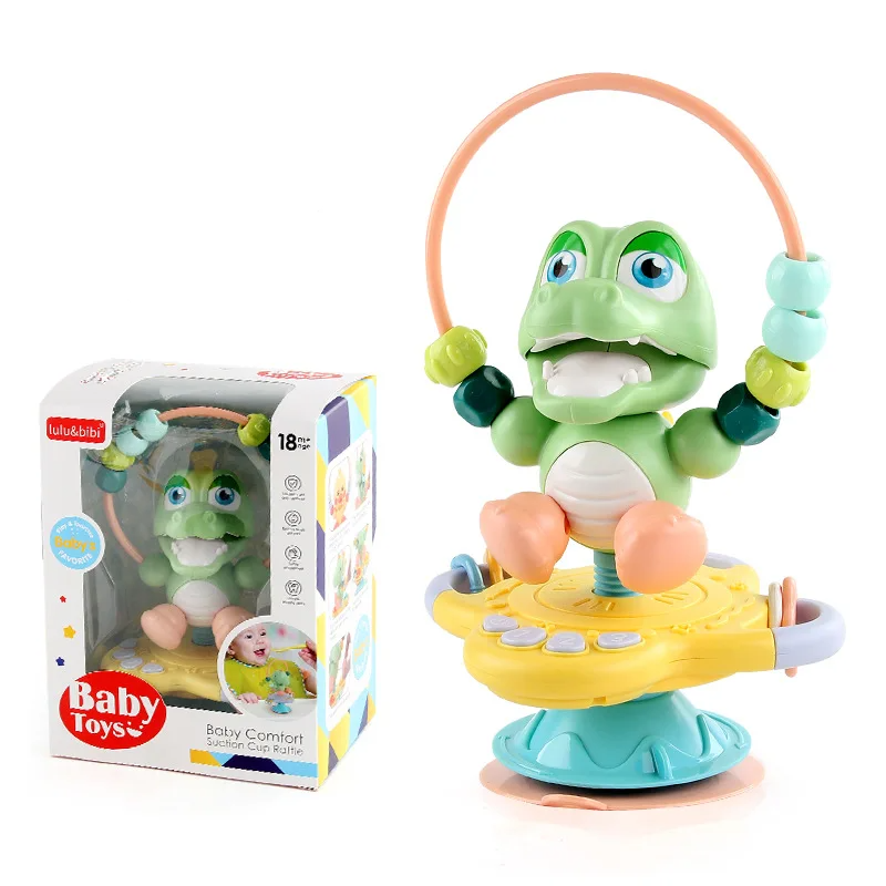 Soothing Rattle Toy™ - Sensorisches Babyspielzeug mit Saugnapf Ringe mit Krokodil | Pädagogisches Holzspielzeug von Mein Kleines Baby