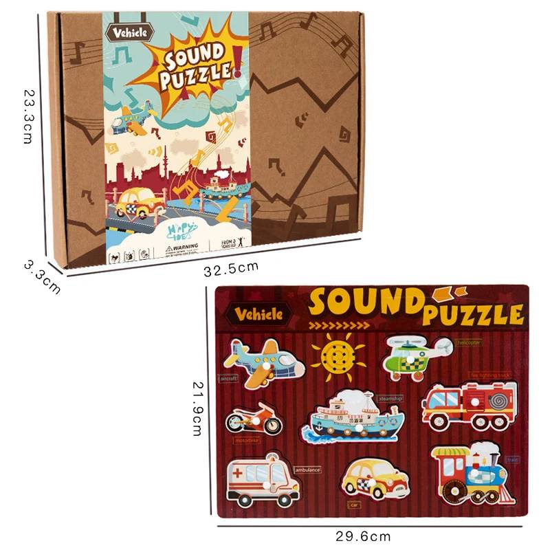 Sound Matching Game™ – Hören&Entdecken– Bildungs-Puzzle Fahrzeuge | Pädagogisches Holzspielzeug von Mein Kleines Baby