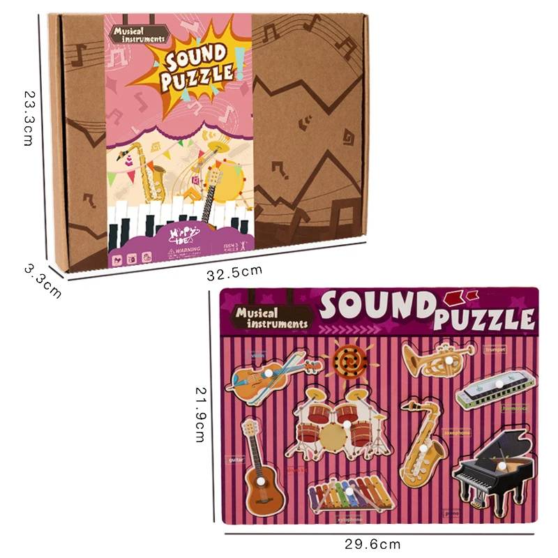 Sound Matching Game™ – Hören&Entdecken– Bildungs-Puzzle Musikinstrumente | Pädagogisches Holzspielzeug von Mein Kleines Baby