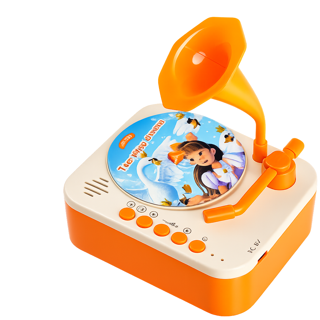 Sound Spinner™ – Geschichten&Lieder - Spielzeug-Grammophon Orange | Pädagogisches Holzspielzeug von Mein Kleines Baby
