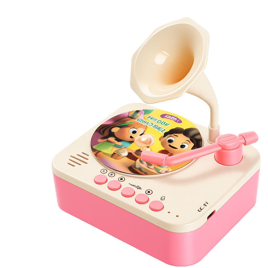 Sound Spinner™ – Geschichten&Lieder - Spielzeug-Grammophon Rosa | Pädagogisches Holzspielzeug von Mein Kleines Baby