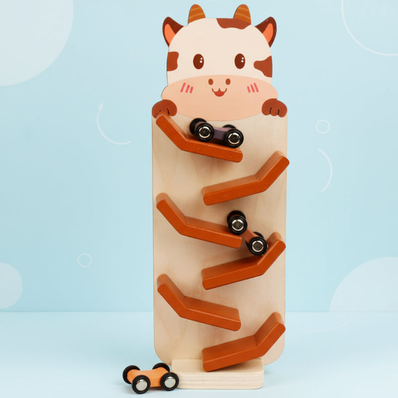SpeedSlide– Aktiv&Verspielt– Holz-Autorennbahn Kuh | Pädagogisches Holzspielzeug von Mein Kleines Baby