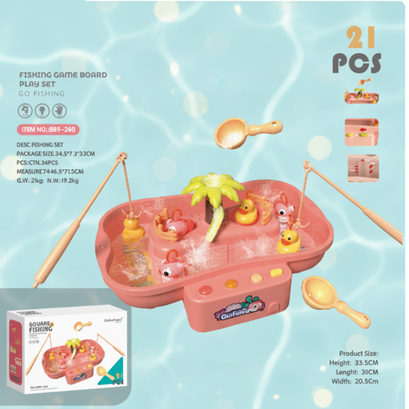SplashCatch – Motorik & Spaß - Entenküken-Angelspiel Rosa Fisch & Ente | Pädagogisches Holzspielzeug von Mein Kleines Baby