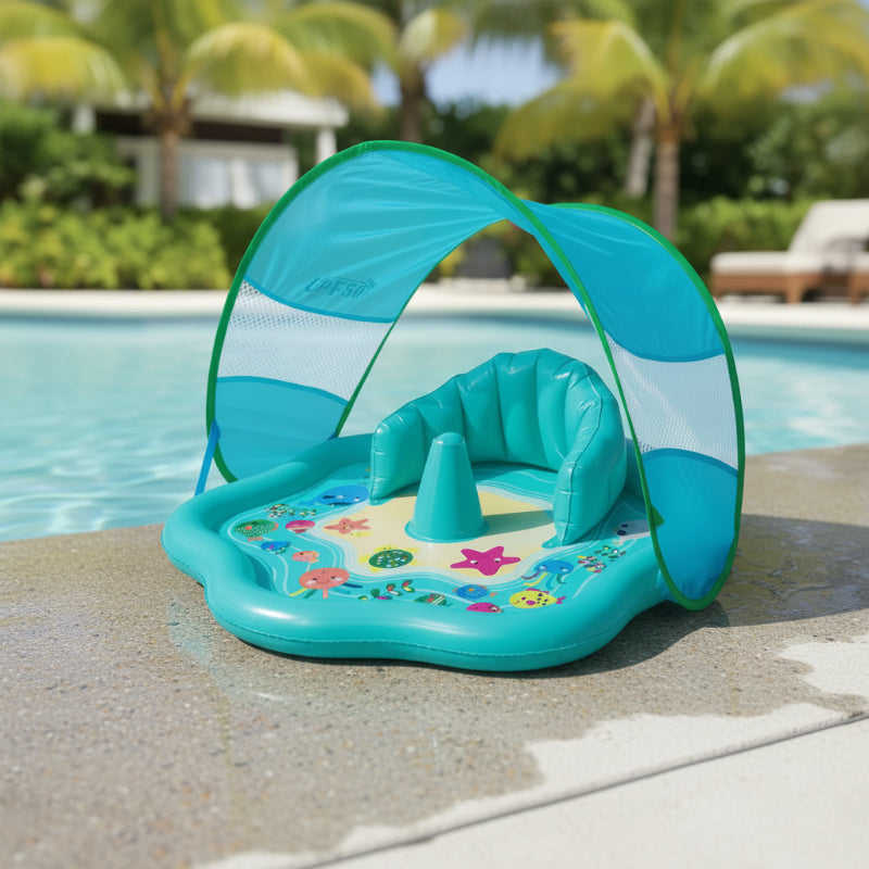 SplashPlay – Sicher & unterhaltsam – Baby-Planschbecken mit Sonnenschutz | Pädagogisches Holzspielzeug von Mein Kleines Baby
