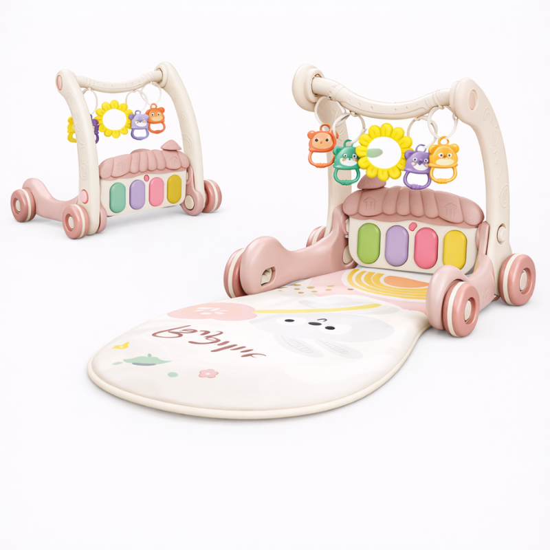 Step & Play – Interaktiv & Sicher – 3-in-1-Lauflernhilfe & Baby-Fitnessstudio Dach – Rot | Pädagogisches Holzspielzeug von Mein Kleines Baby