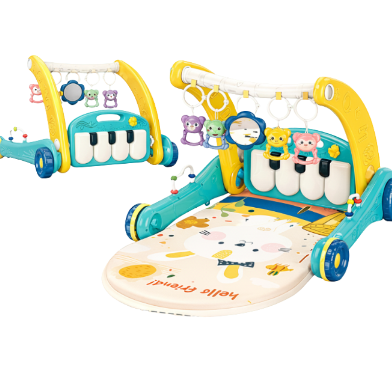 Step & Play – Interaktiv & Sicher – 3-in-1-Lauflernhilfe & Baby-Fitnessstudio Süßes Häschen – Grün | Pädagogisches Holzspielzeug von Mein Kleines Baby