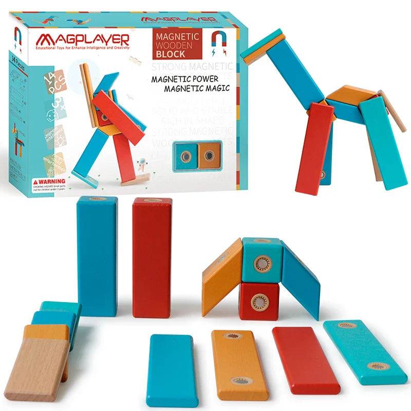 Stick&Snap™ – Magnetisch Magnetisch – Magnetisches Konstruktionsspielzeug | Pädagogisches Holzspielzeug von Mein Kleines Baby