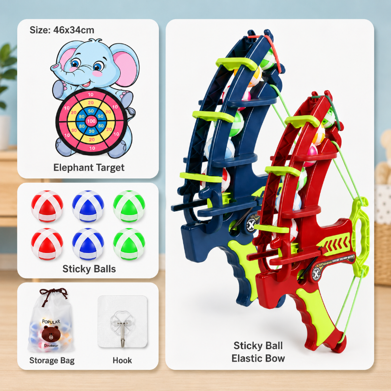 Sticky Ball Shooting Game – Aktiv & Interaktiv – Dartspiel-Set Elefant / Blauw | Pädagogisches Holzspielzeug von Mein Kleines Baby