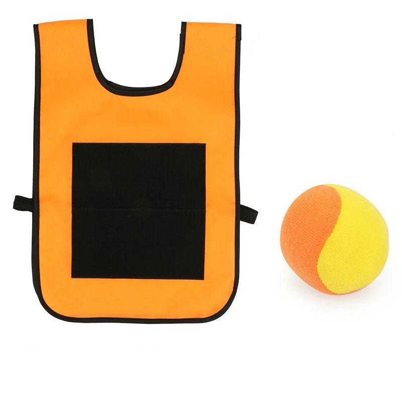 Sticky Shot– Werfen&Kleben– Sportliche Klebeweste Orange / Klein (Kinder) | Pädagogisches Holzspielzeug von Mein Kleines Baby