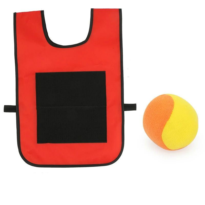 Sticky Shot– Werfen&Kleben– Sportliche Klebeweste Rot / Klein (Kinder) | Pädagogisches Holzspielzeug von Mein Kleines Baby