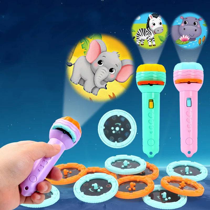 Story Torch™ - Gutenachtgeschichte- Taschenlampenprojektor Violett | Pädagogisches Holzspielzeug von Mein Kleines Baby
