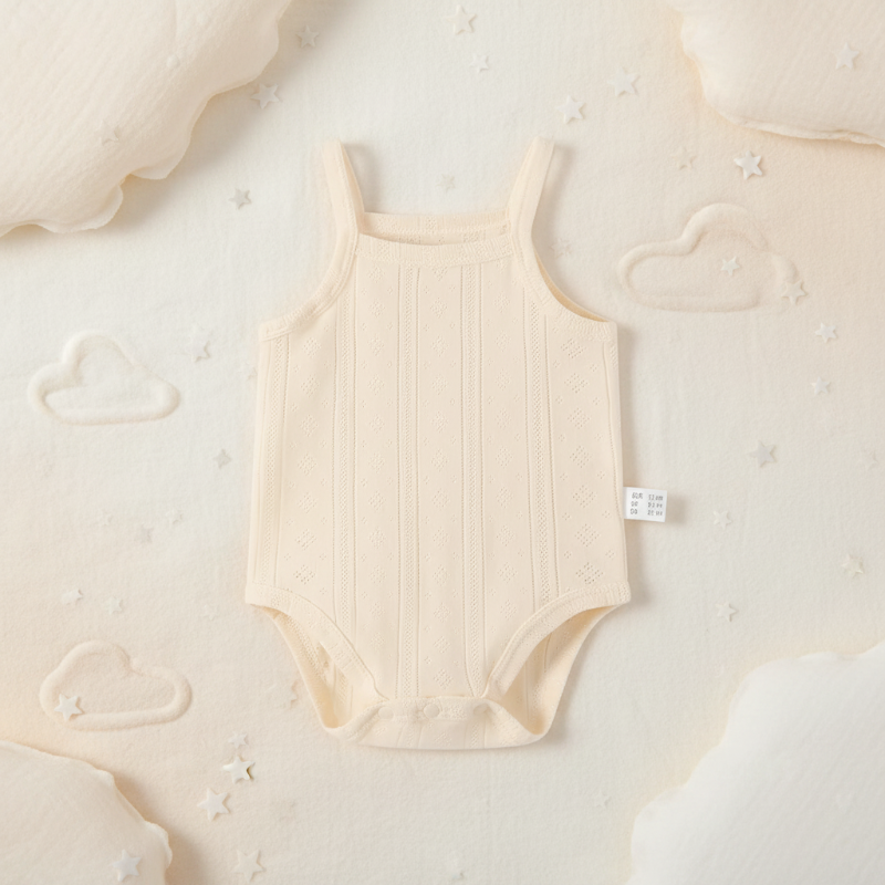 Summer Bodysuit – Leicht & bequem – Gestrickter Baby-Strampler Aprikose (Neugeborene) / 50 (Neugeboren) | Pädagogisches Holzspielzeug von Mein Kleines Baby