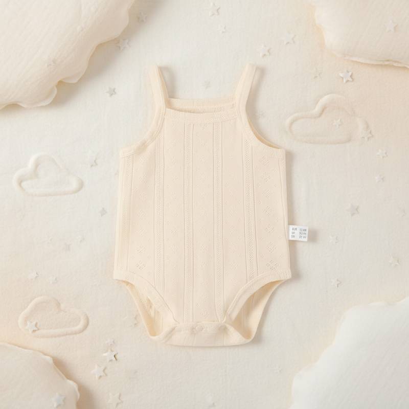Summer Bodysuit – Leicht & bequem – Gestrickter Baby-Strampler Aprikose (Neugeborene) / 50 (Neugeboren) | Pädagogisches Holzspielzeug von Mein Kleines Baby