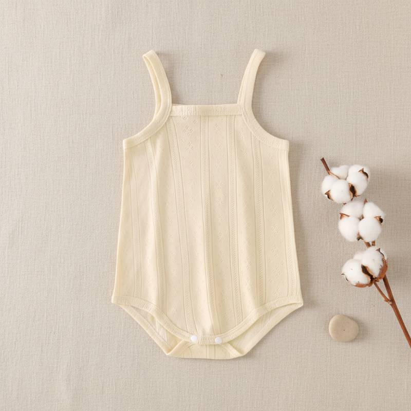 Summer Bodysuit – Leicht & bequem – Gestrickter Baby-Strampler Gelb (Neugeborene) / 50 (Neugeboren) | Pädagogisches Holzspielzeug von Mein Kleines Baby
