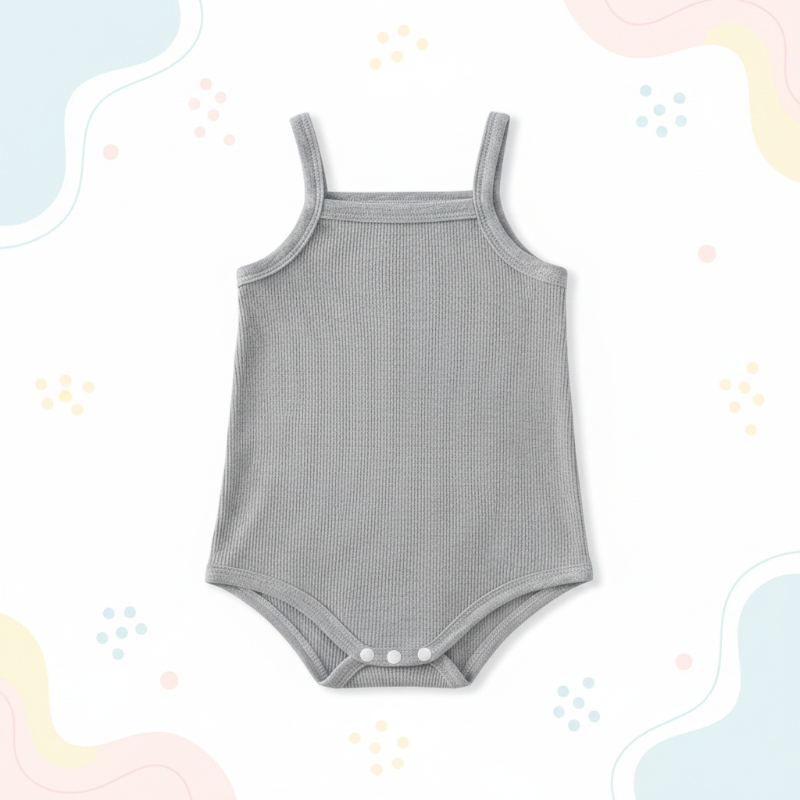 Summer Bodysuit – Leicht & bequem – Gestrickter Baby-Strampler Grau / 110 (18–24 Monate) | Pädagogisches Holzspielzeug von Mein Kleines Baby