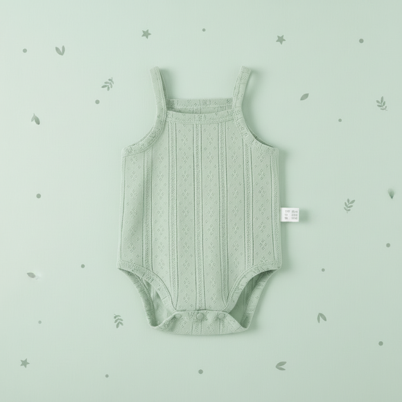 Summer Bodysuit – Leicht & bequem – Gestrickter Baby-Strampler Hellgrün (Neugeborene) / 50 (Neugeboren) | Pädagogisches Holzspielzeug von Mein Kleines Baby