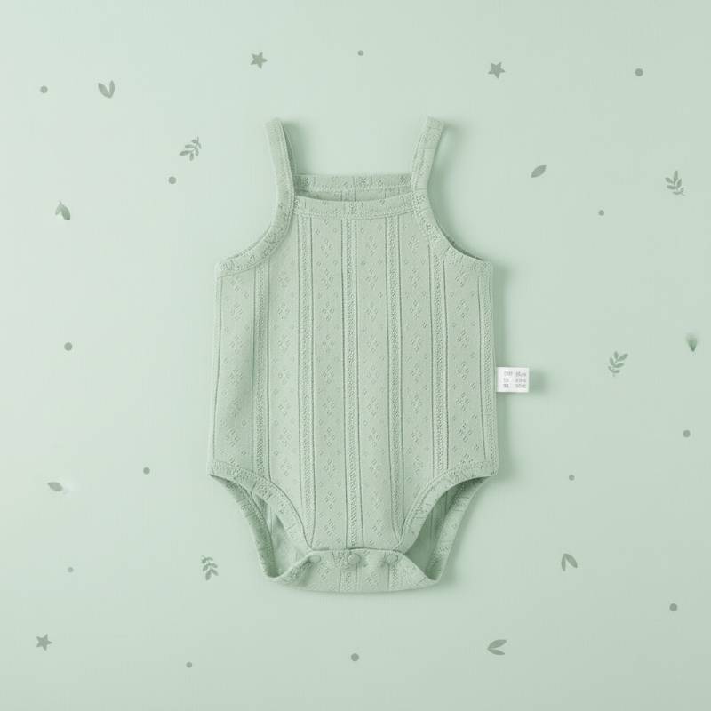 Summer Bodysuit – Leicht & bequem – Gestrickter Baby-Strampler Hellgrün (Neugeborene) / 50 (Neugeboren) | Pädagogisches Holzspielzeug von Mein Kleines Baby