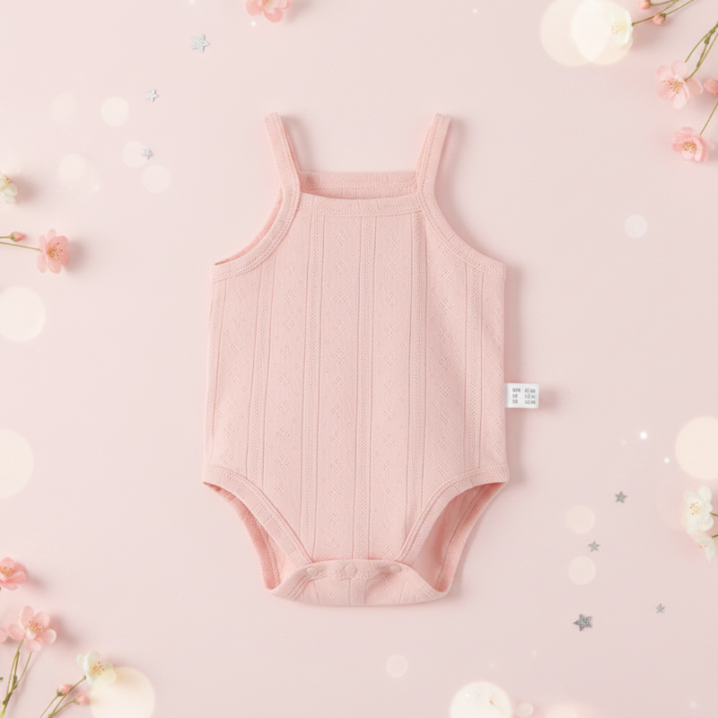 Summer Bodysuit – Leicht & bequem – Gestrickter Baby-Strampler Rosa (Neugeborene) / 50 (Neugeboren) | Pädagogisches Holzspielzeug von Mein Kleines Baby