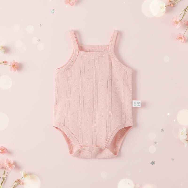 Summer Bodysuit – Leicht & bequem – Gestrickter Baby-Strampler Rosa (Neugeborene) / 50 (Neugeboren) | Pädagogisches Holzspielzeug von Mein Kleines Baby