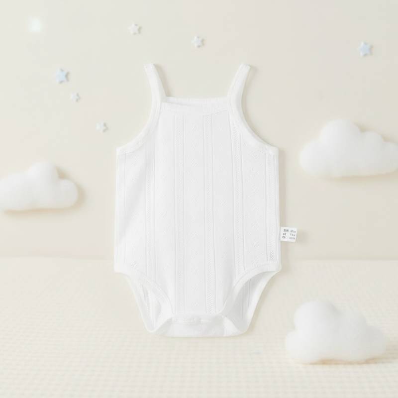 Summer Bodysuit – Leicht & bequem – Gestrickter Baby-Strampler Weiß (Neugeborene) / 50 (Neugeboren) | Pädagogisches Holzspielzeug von Mein Kleines Baby