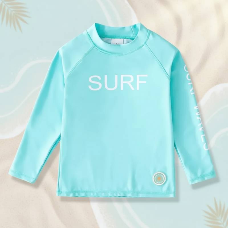 SunShield– Schützend&Flexibel– Langärmliges Surfshirt für Kinder mit UPF 50+ Aqua Blau / 120 (5–6 Jahre) | Pädagogisches Holzspielzeug von Mein Kleines Baby