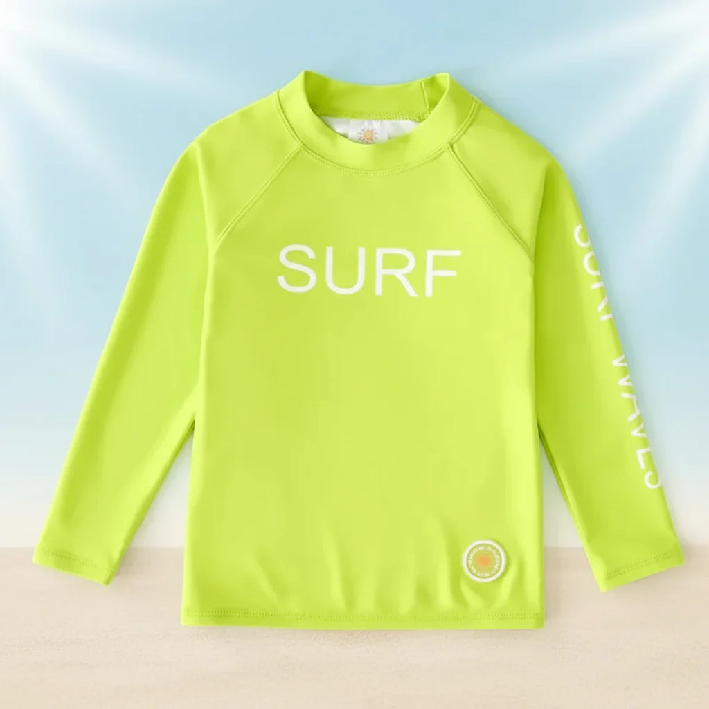 SunShield– Schützend&Flexibel– Langärmliges Surfshirt für Kinder mit UPF 50+ Limettengrün / 160 (11–12 Jahre) | Pädagogisches Holzspielzeug von Mein Kleines Baby