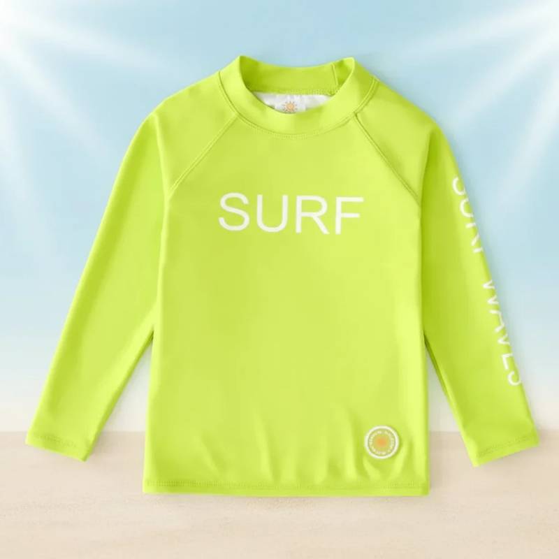 SunShield– Schützend&Flexibel– Langärmliges Surfshirt für Kinder mit UPF 50+ Limettengrün / 160 (11–12 Jahre) | Pädagogisches Holzspielzeug von Mein Kleines Baby