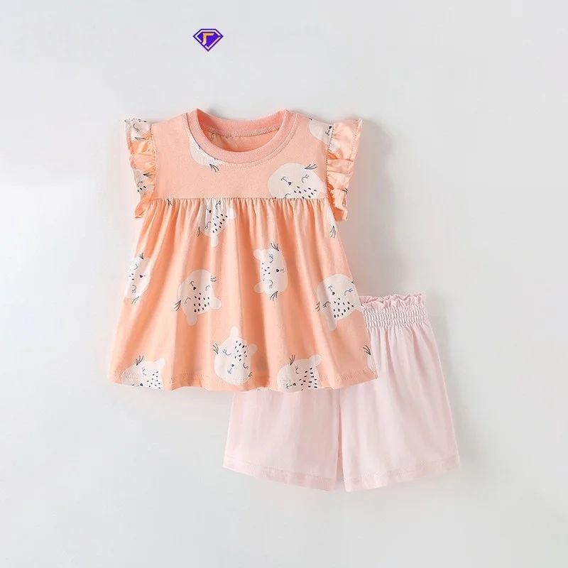 SunnyBloom– Sommer&Niedlich– Passendes Sommerset Hellorangefarbene Katze / 150 (7-8 Jahre) | Pädagogisches Holzspielzeug von Mein Kleines Baby