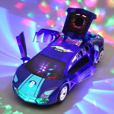 Supercar Toy™ - Beweglich und leuchtend - Spielzeugauto Blau | Pädagogisches Holzspielzeug von Mein Kleines Baby