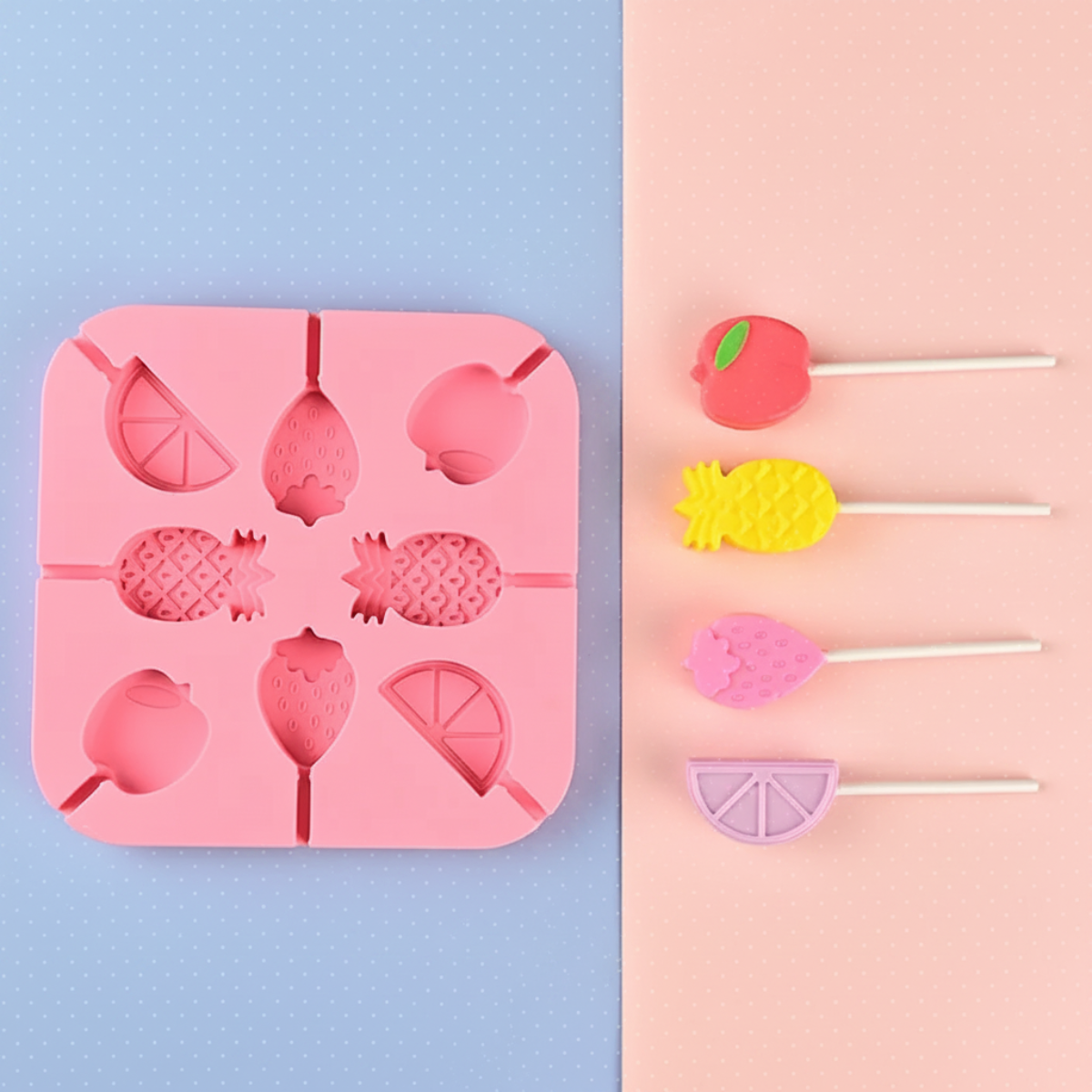 SweetPop – Bewusst verwöhnen – Silikon-Lutscher-Formen-Set Obst | Pädagogisches Holzspielzeug von Mein Kleines Baby