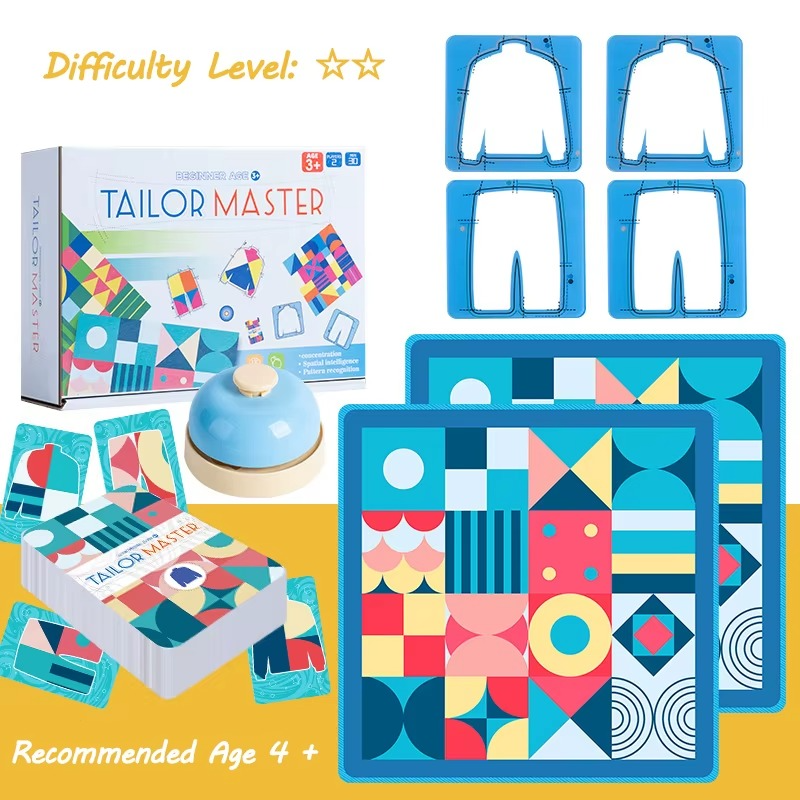Tailor Master™ – Trainiert die Koordination von Hand und Auge – Schneider Kartenspiel Blau | Pädagogisches Holzspielzeug von Mein Kleines Baby
