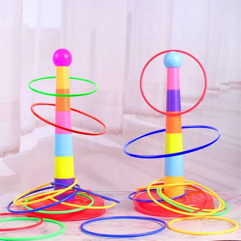 Throw Rings™ – Mik&Match Spiel - Ringe werfen 1 Turm und 21 Ringe | Pädagogisches Holzspielzeug von Mein Kleines Baby