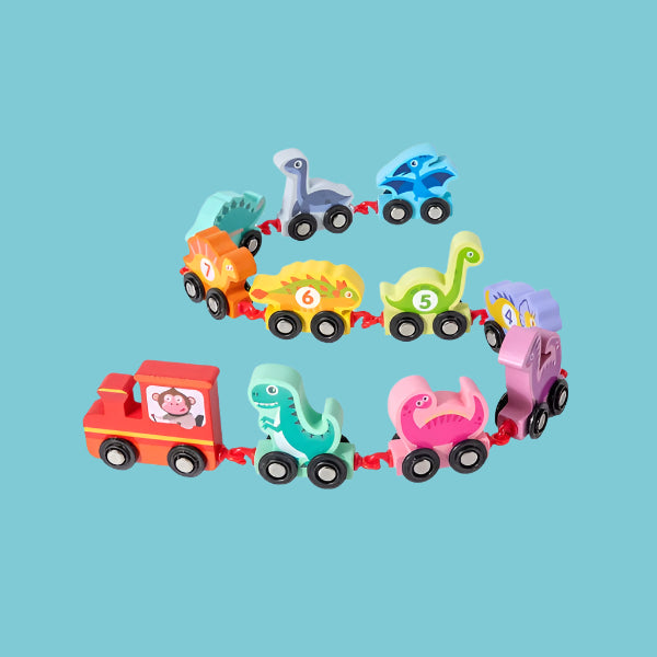 Tiny Express™ – Ausmalen & Gestalten - Holzeisenbahnspielzeug Dinosaurier | Pädagogisches Holzspielzeug von Mein Kleines Baby